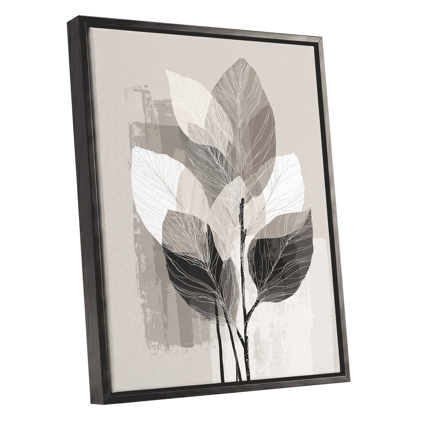 Mushroom Leaf Study – black framed canvas option