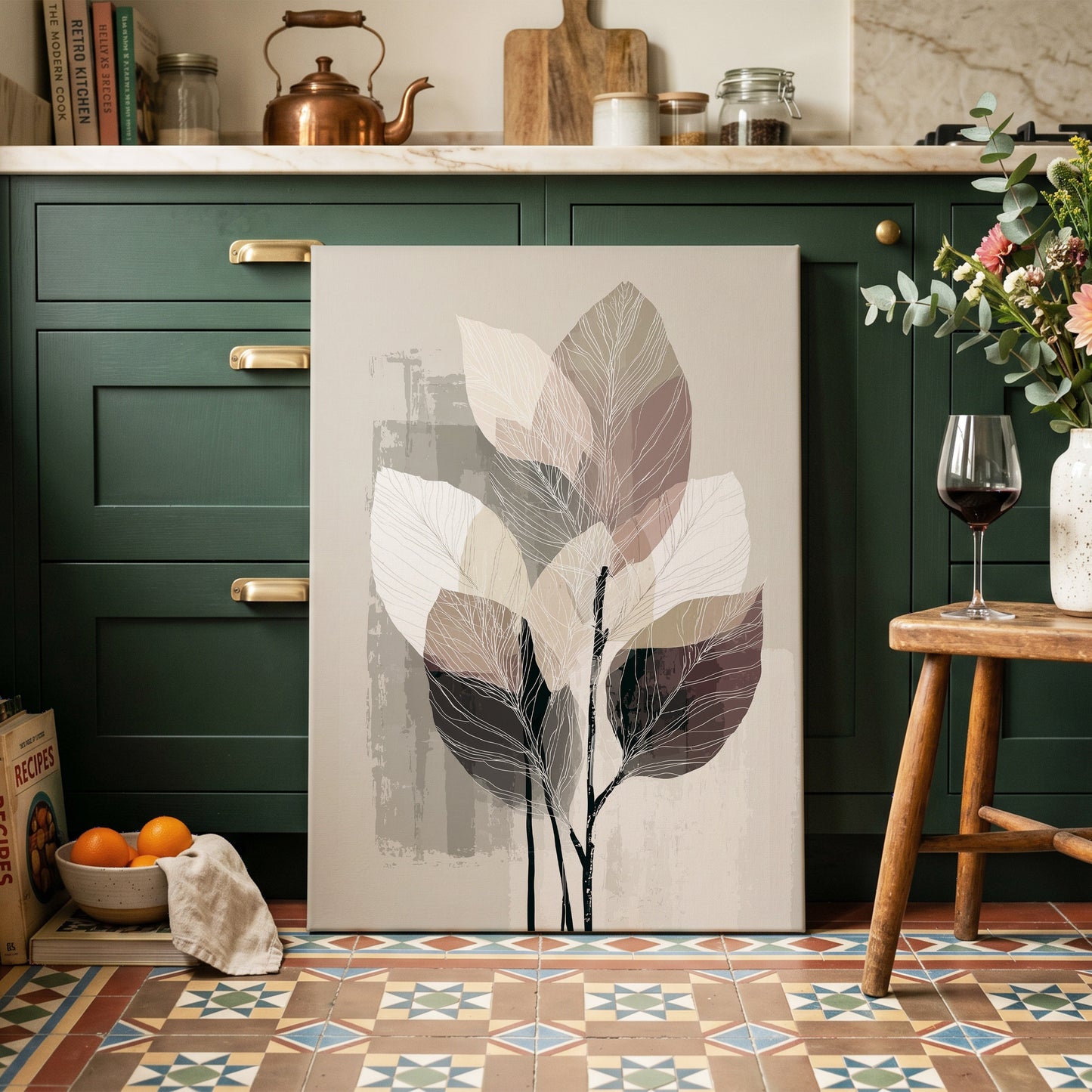 Mushroom Leaf Study – canvas wall art in a styled interior, gallery view 1