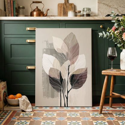 Mushroom Leaf Study – canvas wall art in a styled interior, gallery view 1