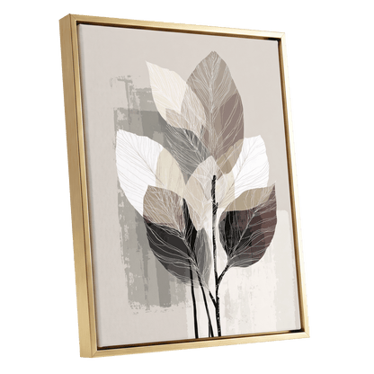Mushroom Leaf Study – gold framed canvas option