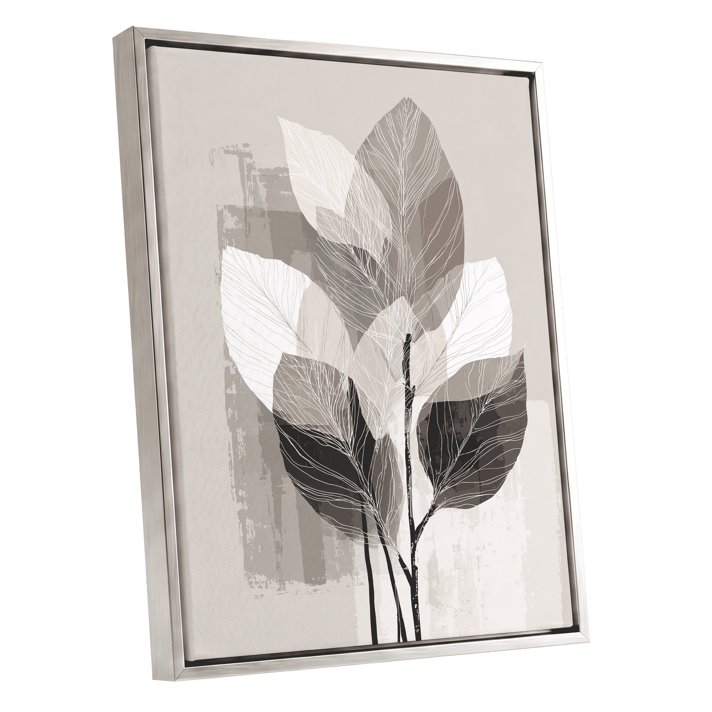 Mushroom Leaf Study – silver framed canvas option