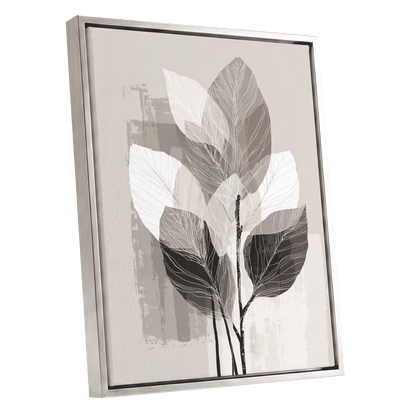 Mushroom Leaf Study – silver framed canvas option