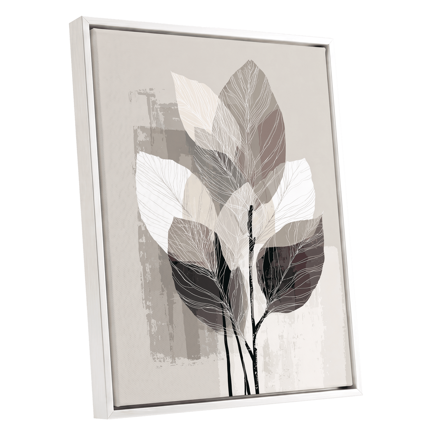 Mushroom Leaf Study – white framed canvas option