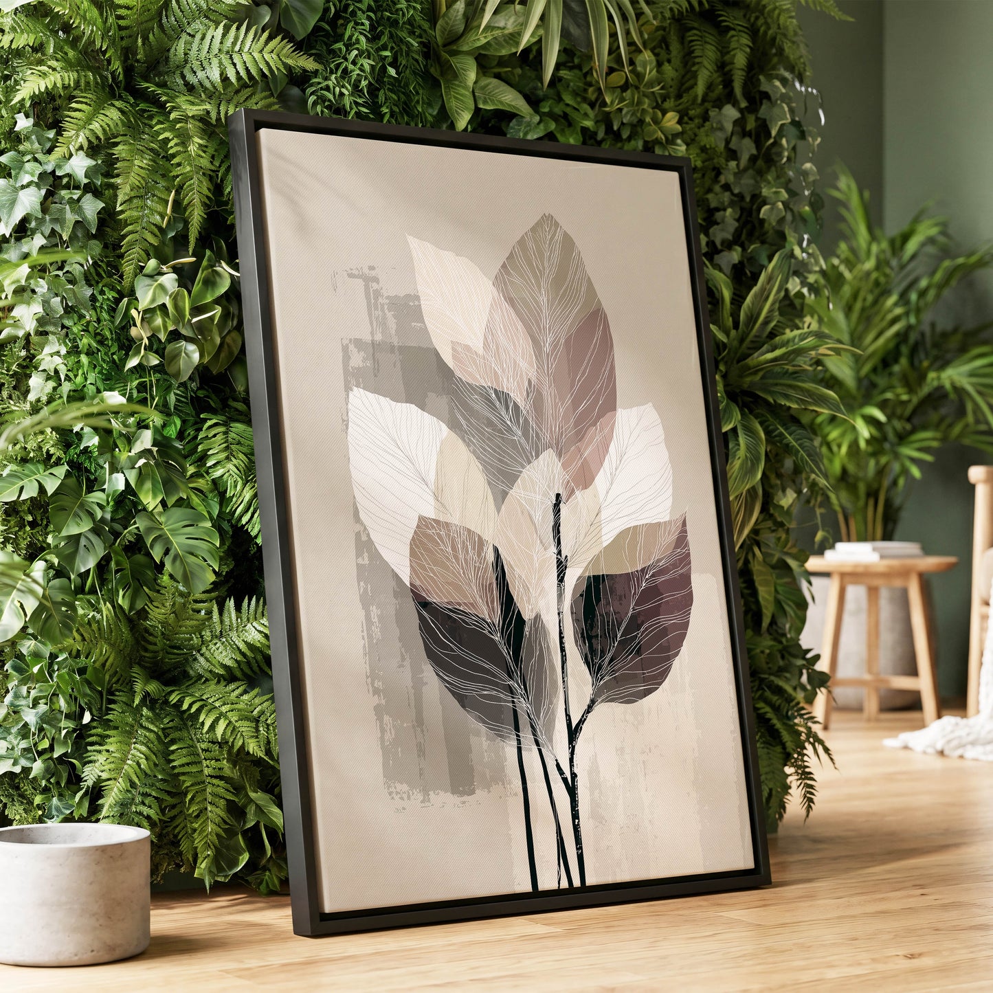 Mushroom Leaf Study – wall art displayed in a styled interior, gallery view 1