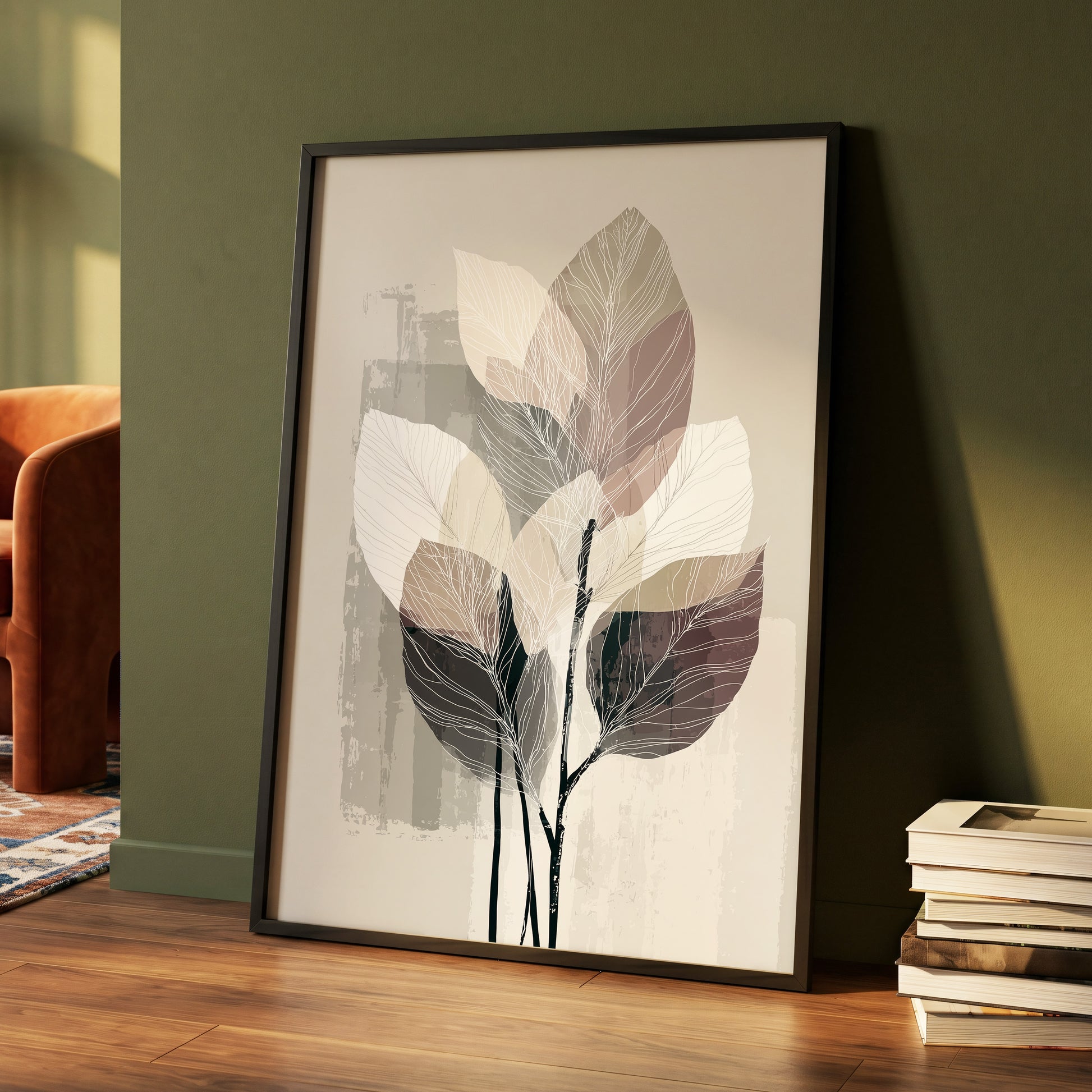 Mushroom Leaf Study – wall art displayed in a styled interior, gallery view 4