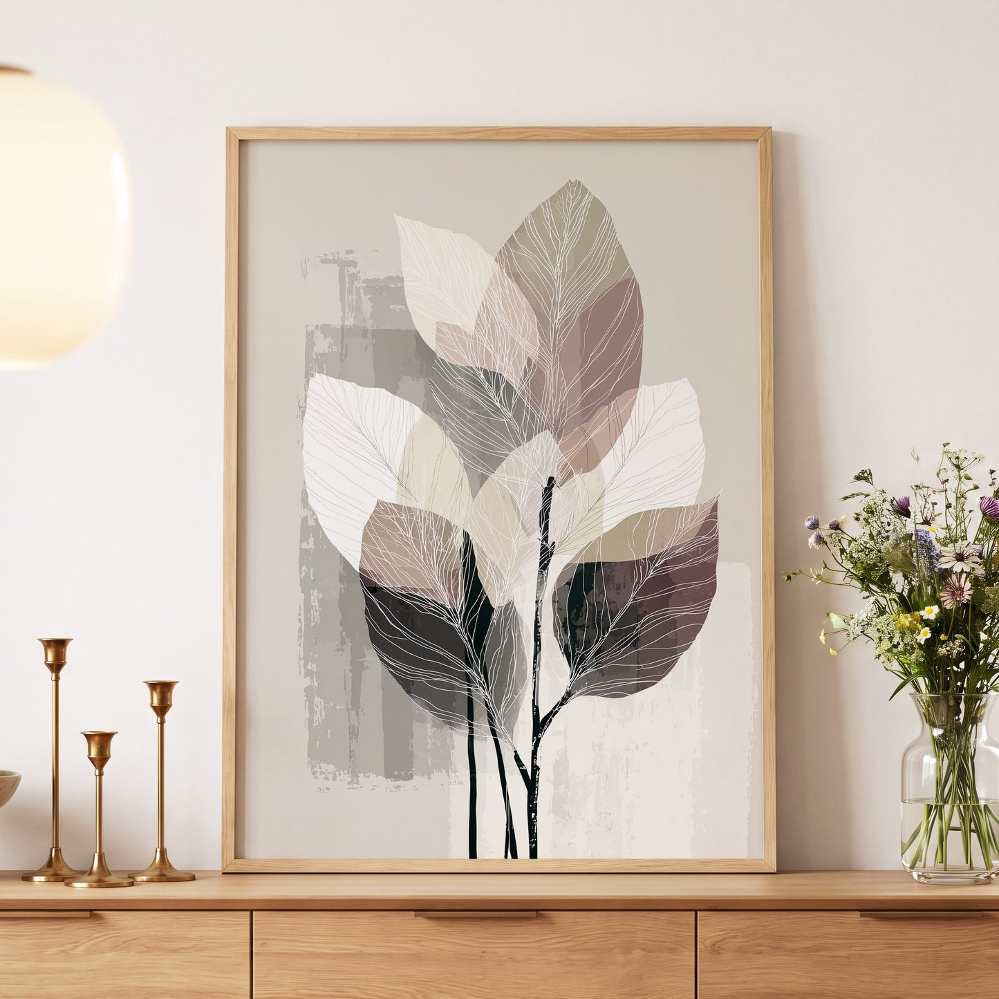 Mushroom Leaf Study – wall art displayed in a styled interior, gallery view 5