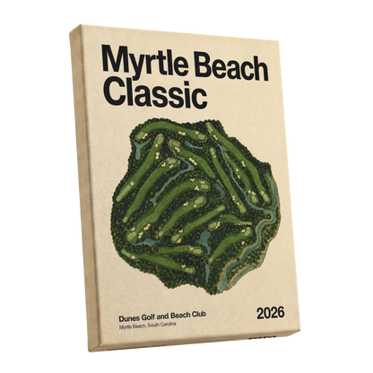 Myrtle Beach Fairways, green, beige, black nature wall art shown as a stretched canvas wall art