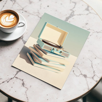 Needle & Notebook, blue, beige, white minimalist wall art displayed in a styled interior, gallery view 3