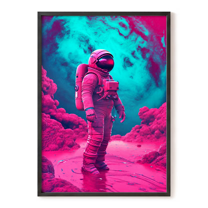 Neon Planetfall, pink, blue, purple abstract wall art, front artwork view