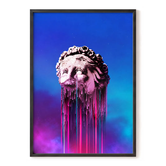 Neon Relic, blue, pink, purple abstract wall art, front artwork view