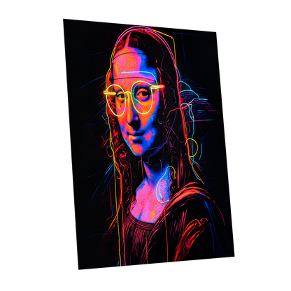 Neon Renaissance, black, pink, blue abstract wall art shown as a unframed poster wall art print