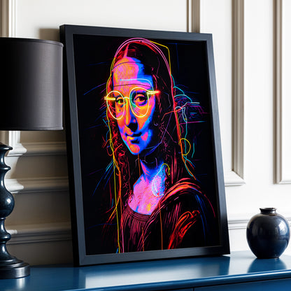 Neon Renaissance, black, pink, blue abstract wall art displayed in a styled interior, gallery view 3