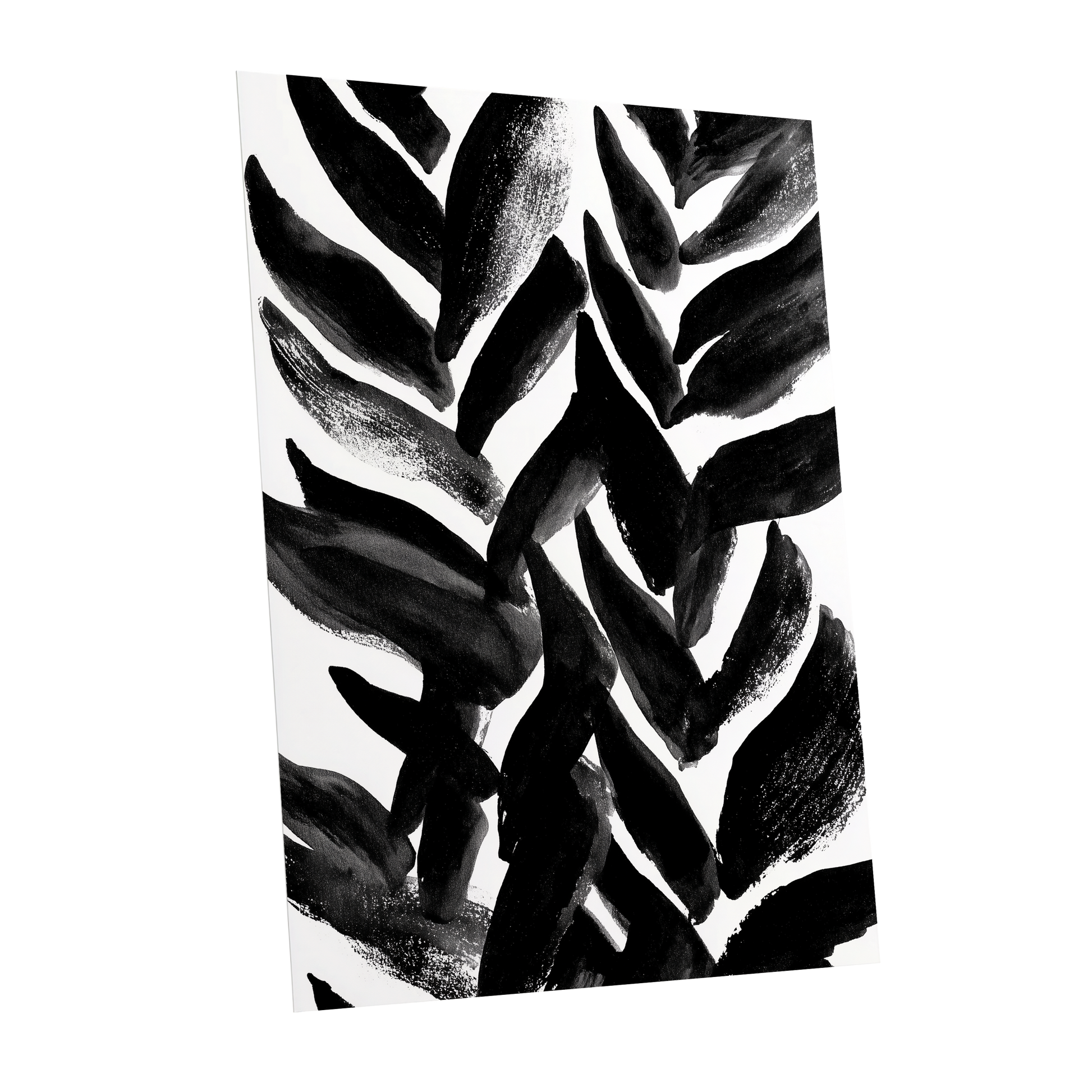 Nightfall Fronds, black, white, gray nature wall art shown as a unframed poster wall art print