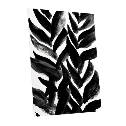 Nightfall Fronds, black, white, gray nature wall art shown as a unframed poster wall art print