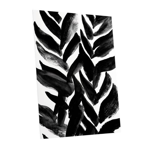 Nightfall Fronds, black, white, gray nature wall art shown as a unframed poster wall art print
