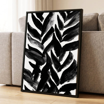 Nightfall Fronds, black, white, gray nature wall art displayed in a styled interior, gallery view 4