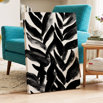 Nightfall Fronds, black, white, gray nature wall art displayed in a styled interior, gallery view 7