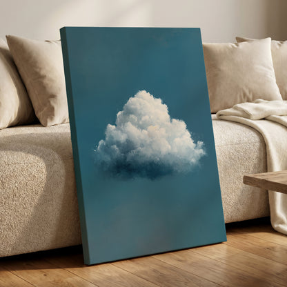 Nimbus in Blue Expanse, blue, white, gray nature wall art displayed in a styled interior, gallery view 7