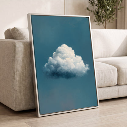 Nimbus in Blue Expanse, blue, white, gray nature wall art displayed in a styled interior, gallery view 8