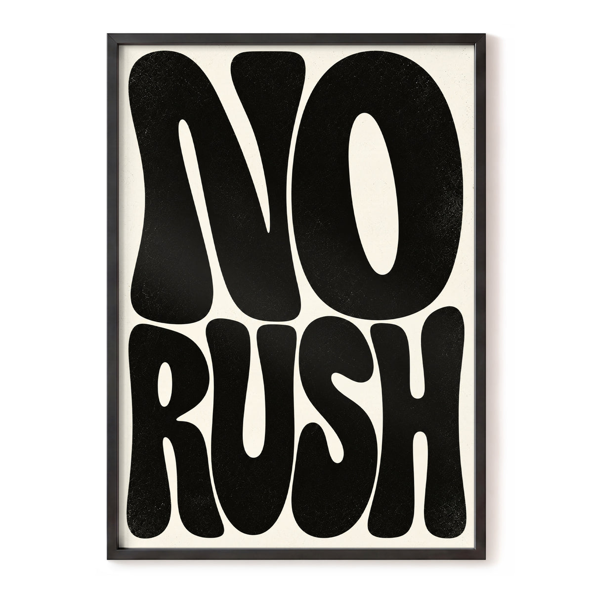 No Rush, Boldly, black, beige minimalist wall art, front artwork view