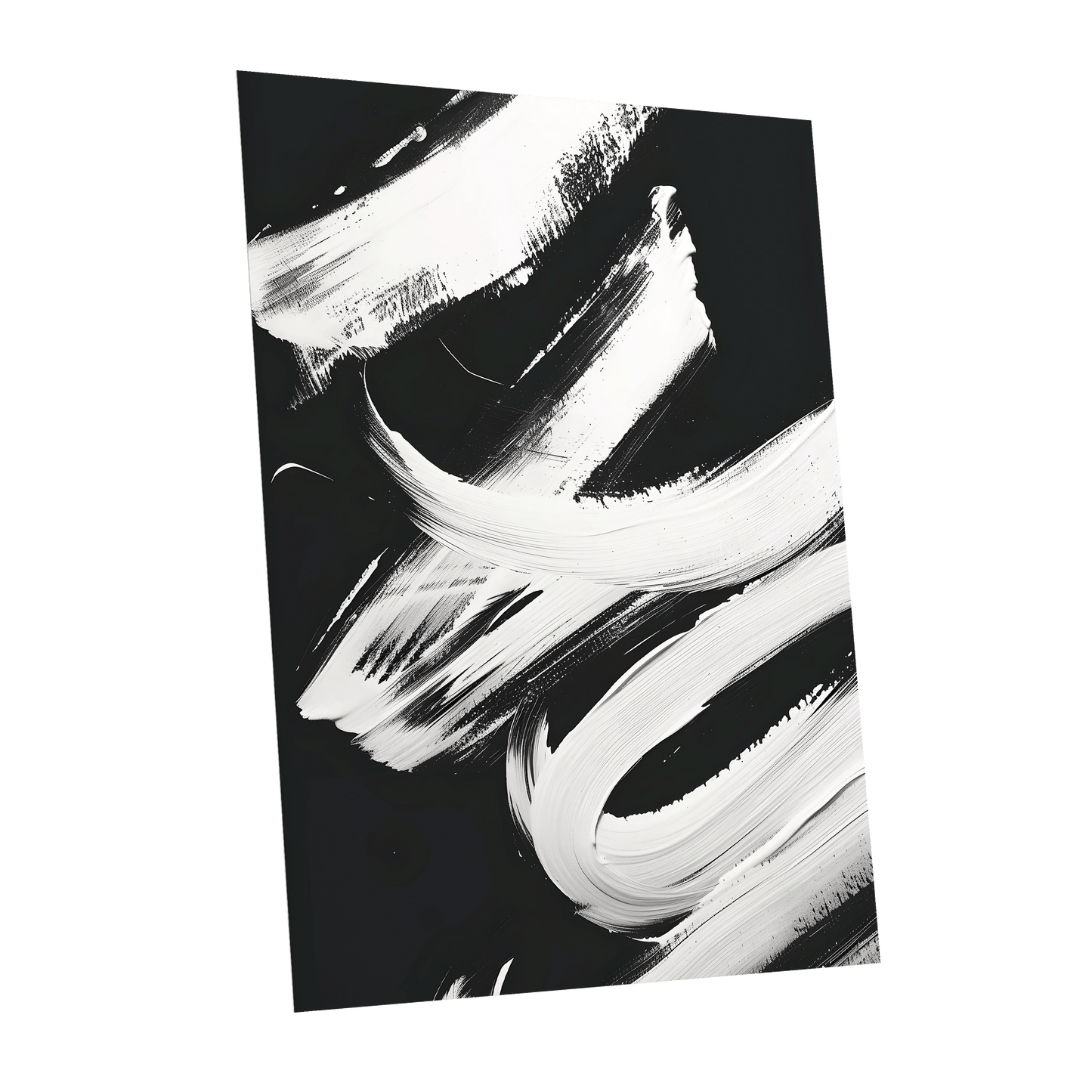 Nocturne in White, black, white abstract wall art shown as a unframed poster wall art print