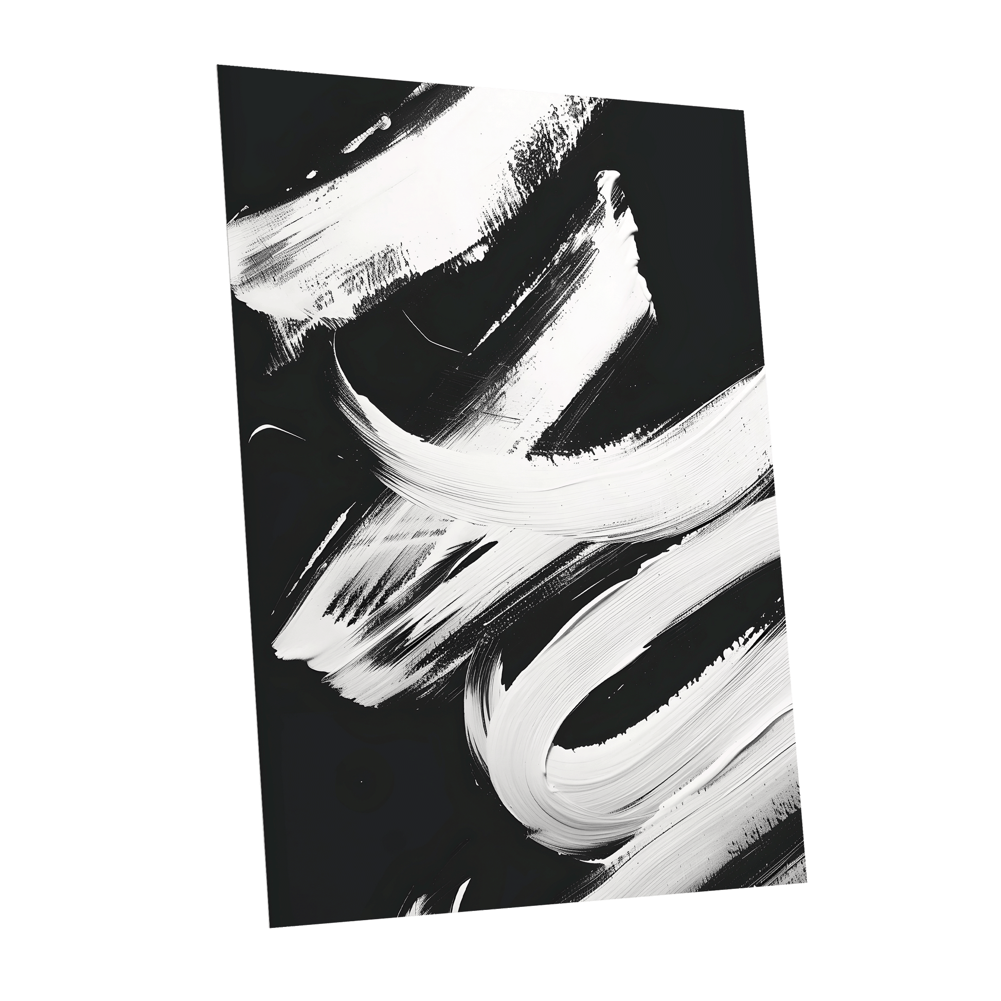 Nocturne in White, black, white abstract wall art shown as a unframed poster wall art print