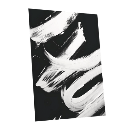Nocturne in White, black, white abstract wall art shown as a unframed poster wall art print