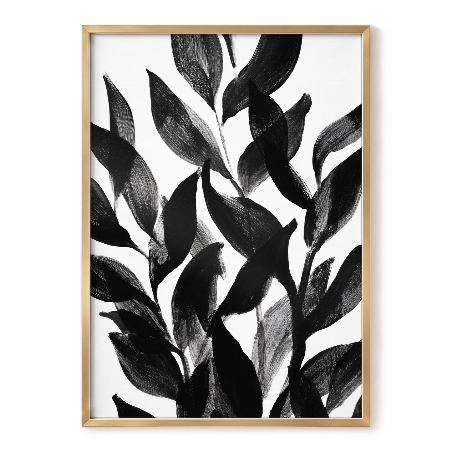 Nocturne Leafwork, black, white, gray nature wall art, front artwork view