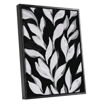 Nocturne Leaves – black framed canvas option