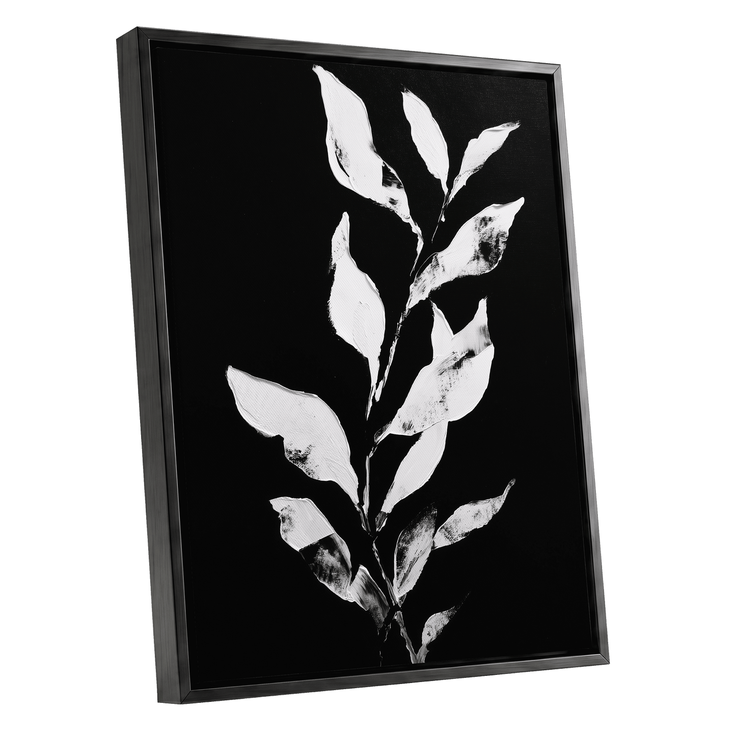 Nocturne Leaves – black framed canvas option