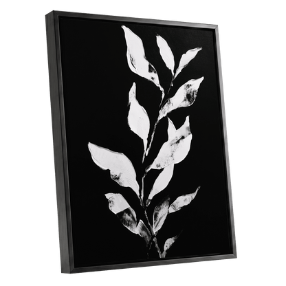 Nocturne Leaves – black framed canvas option