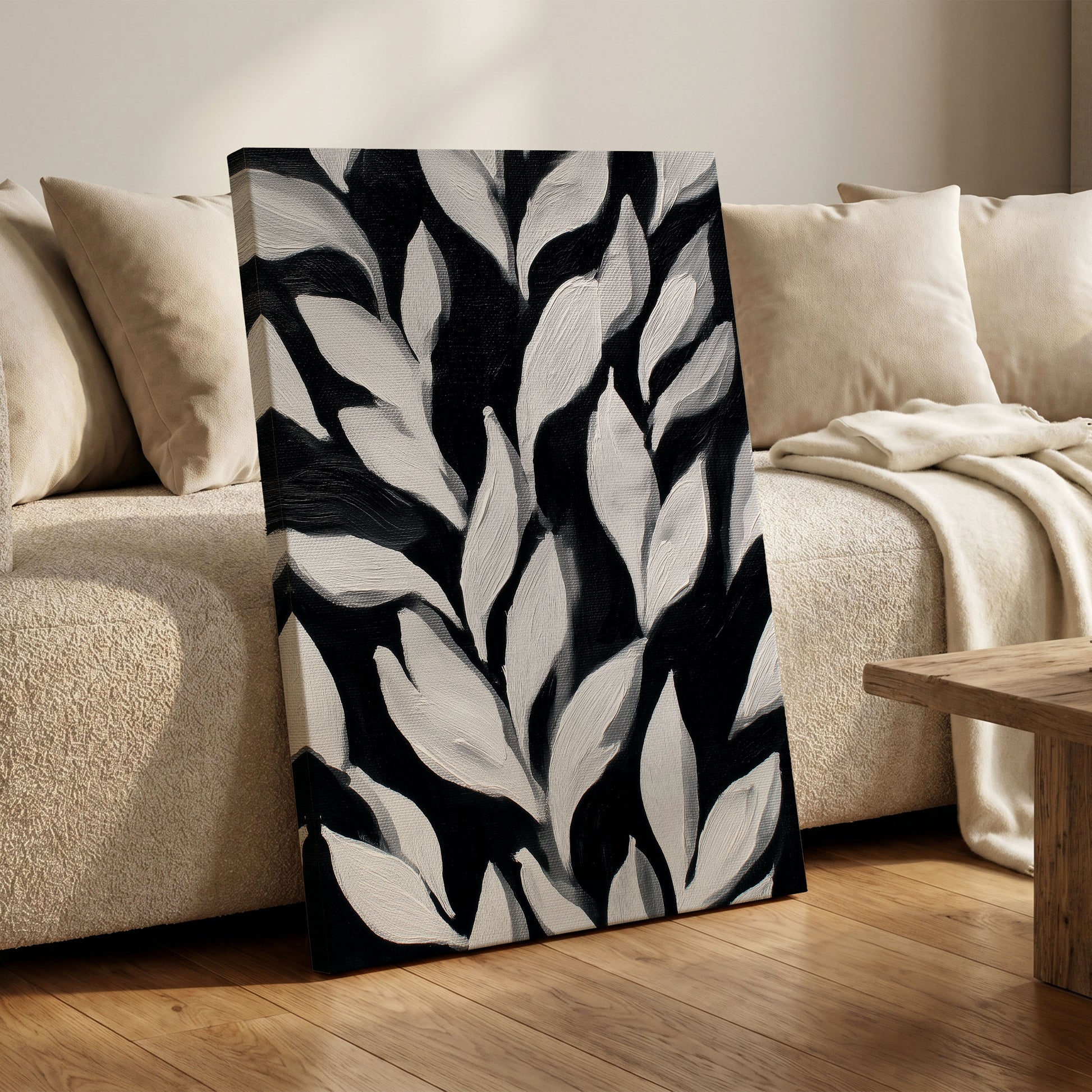 Nocturne Leaves – canvas wall art in a styled interior, gallery view 1