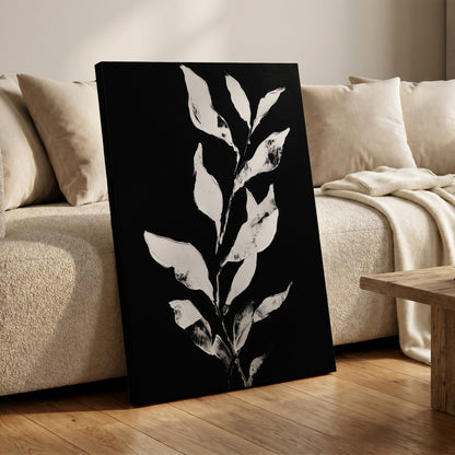 Nocturne Leaves – canvas wall art in a styled interior, gallery view 1