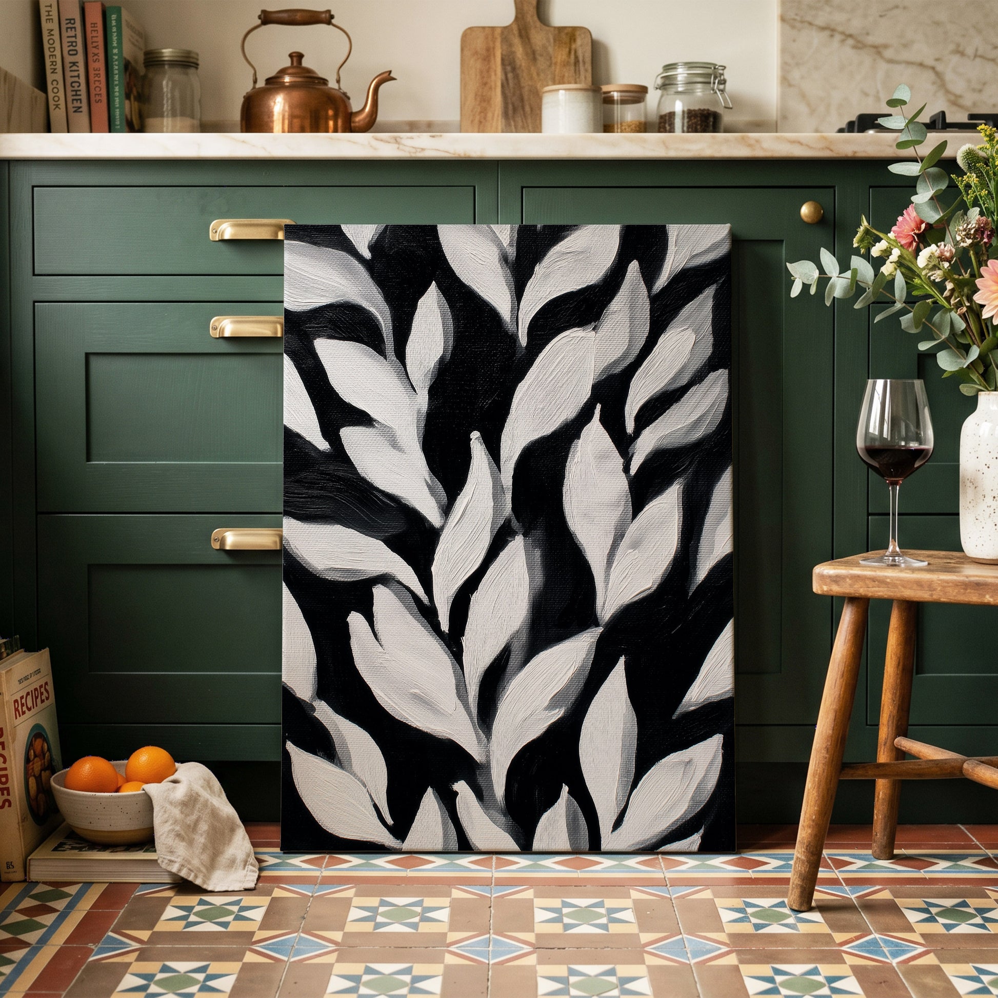 Nocturne Leaves – canvas wall art in a styled interior, gallery view 2