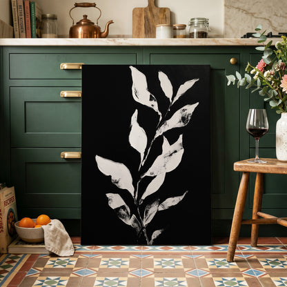 Nocturne Leaves – canvas wall art in a styled interior, gallery view 2
