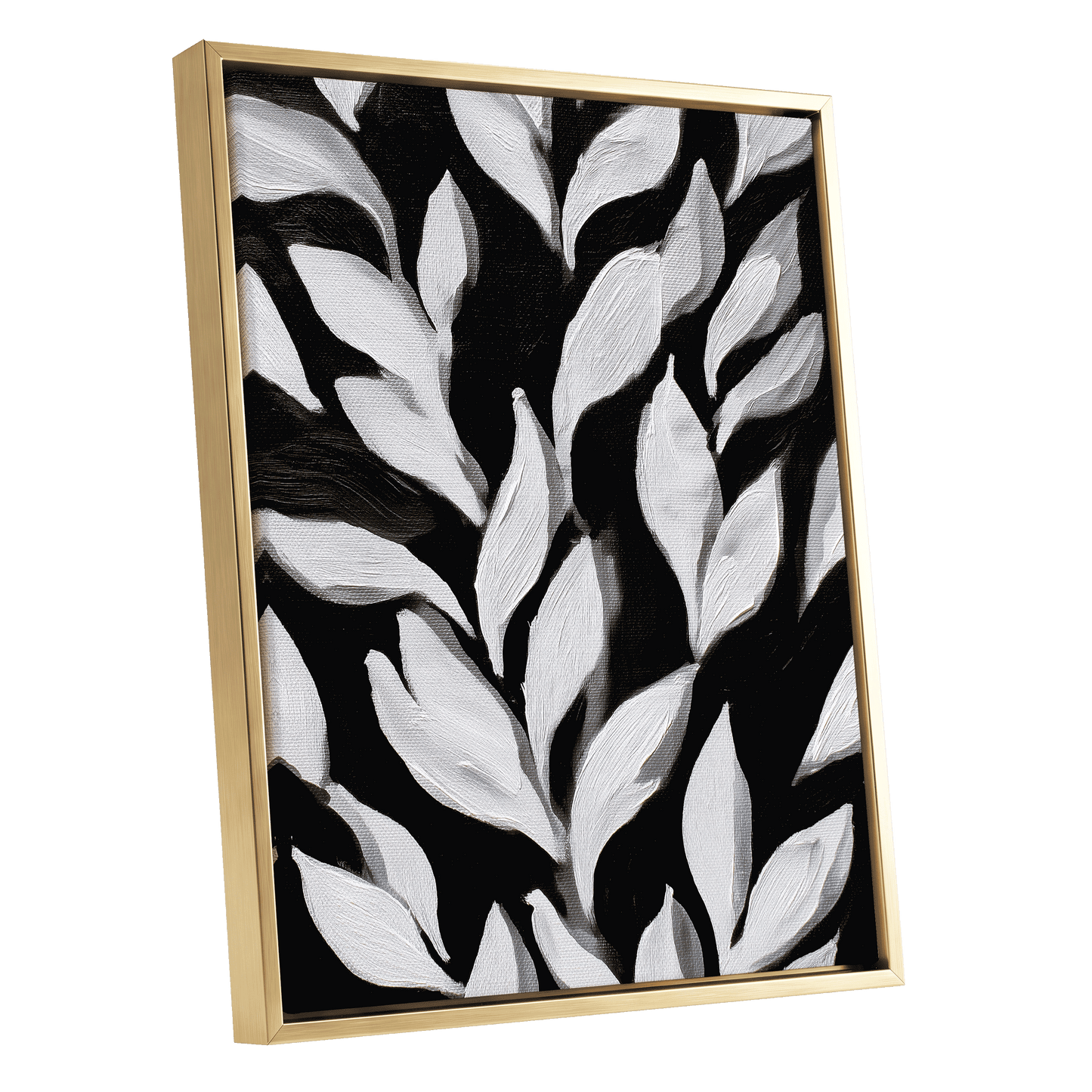 Nocturne Leaves – gold framed canvas option
