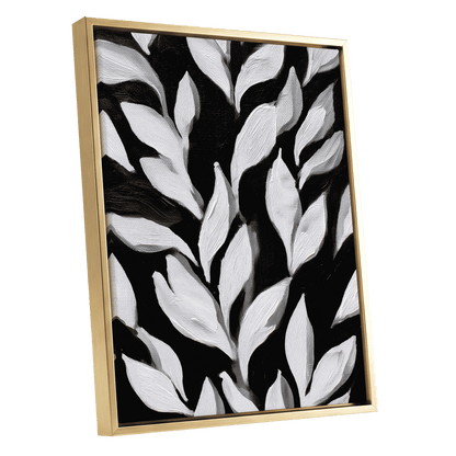 Nocturne Leaves – gold framed canvas option