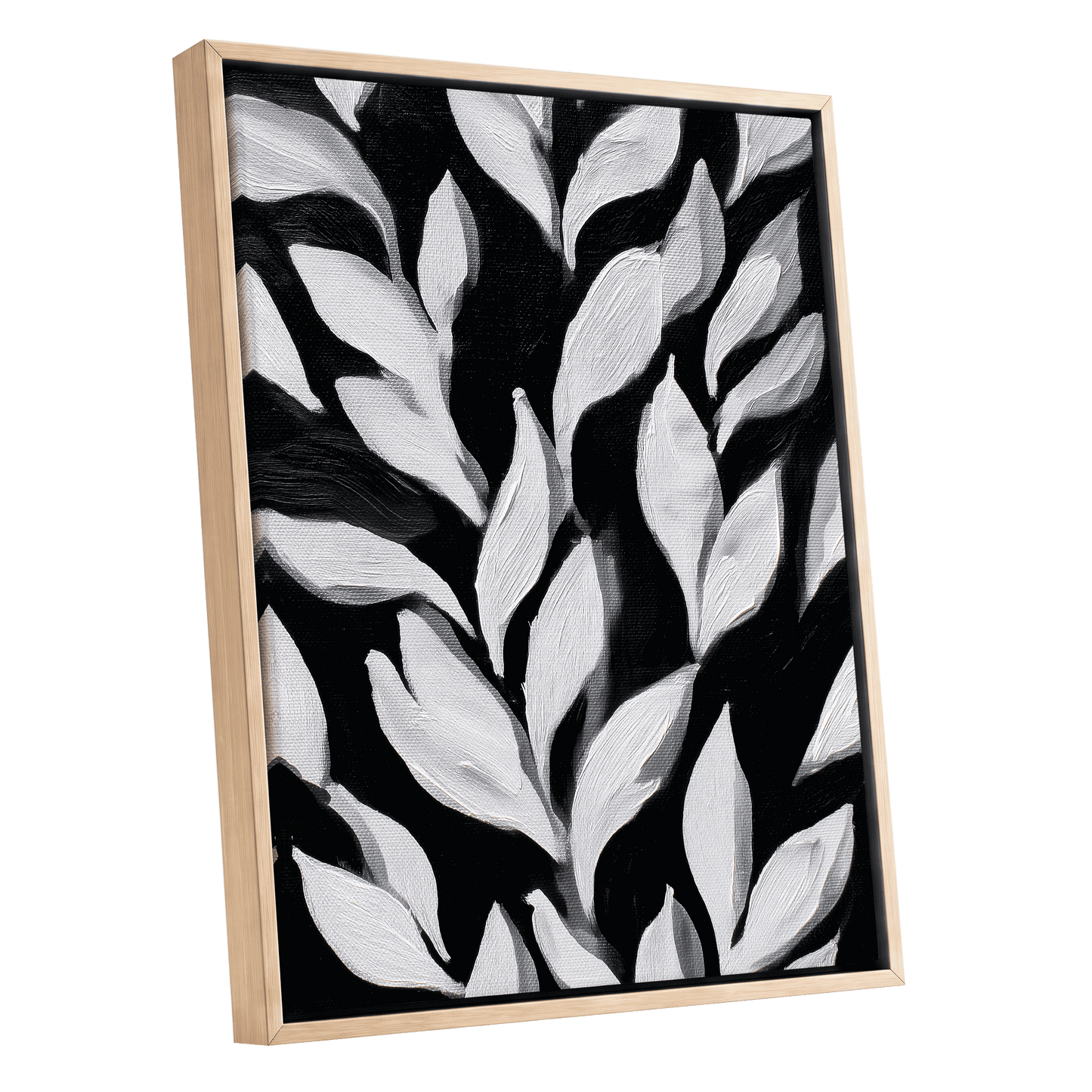 Nocturne Leaves – oak framed canvas option