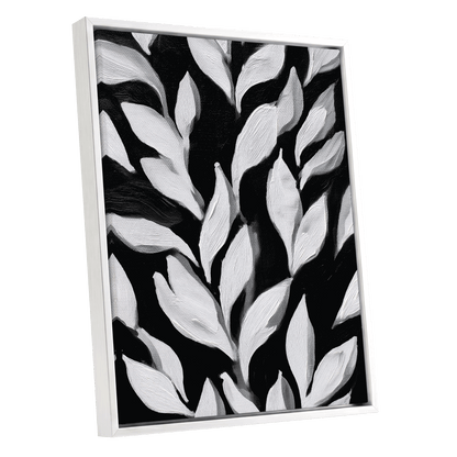 Nocturne Leaves – white framed canvas option