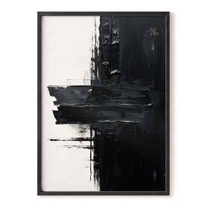 Noir Faultline, black, white, gray abstract wall art, front artwork view