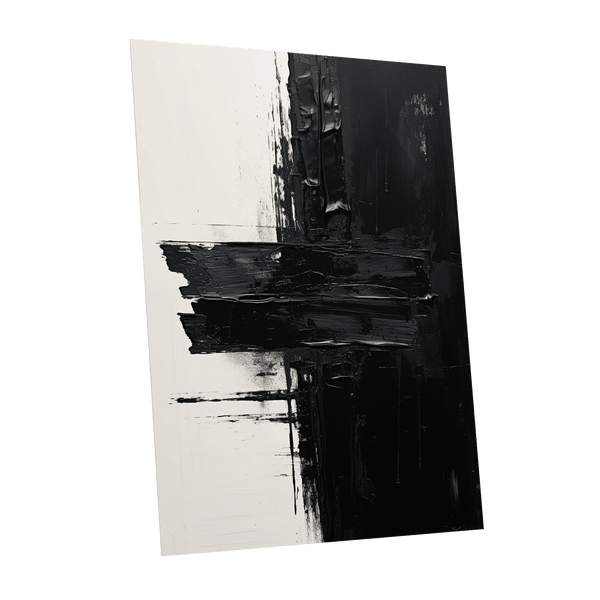 Noir Faultline, black, white, gray abstract wall art shown as a unframed poster wall art print