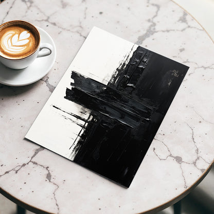 Noir Faultline, black, white, gray abstract wall art displayed in a styled interior, gallery view 3