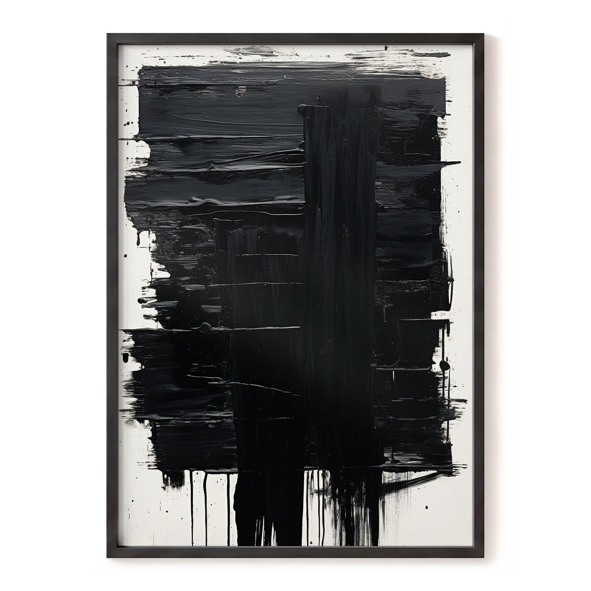 Noir Foundations, black, white, gray abstract wall art, front artwork view