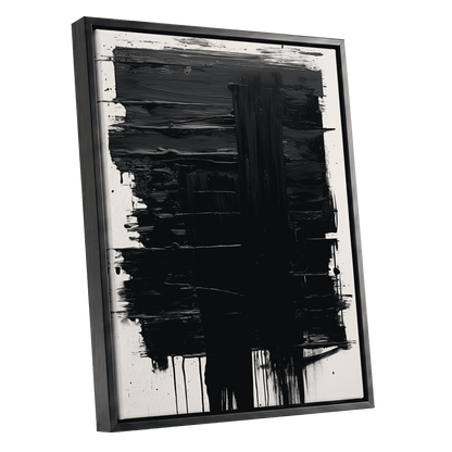 Noir Foundations, black, white, gray abstract wall art shown as a black framed canvas wall art