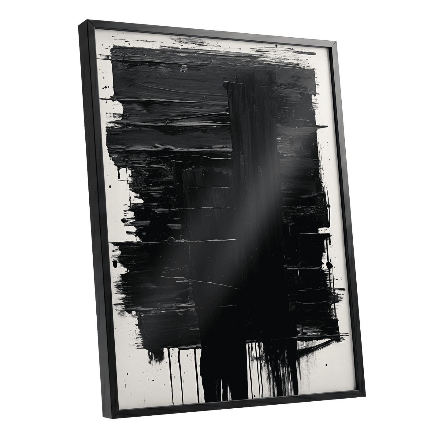 Noir Foundations, black, white, gray abstract wall art shown as a black framed poster wall art print