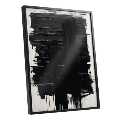 Noir Foundations, black, white, gray abstract wall art shown as a black framed poster wall art print