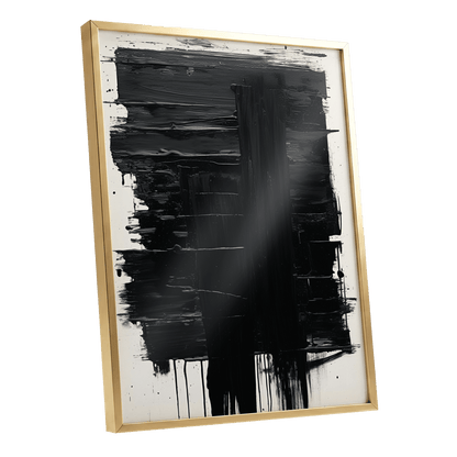 Noir Foundations, black, white, gray abstract wall art shown as a gold framed poster wall art print