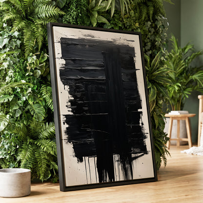 Noir Foundations, black, white, gray abstract wall art displayed in a styled interior, gallery view 1
