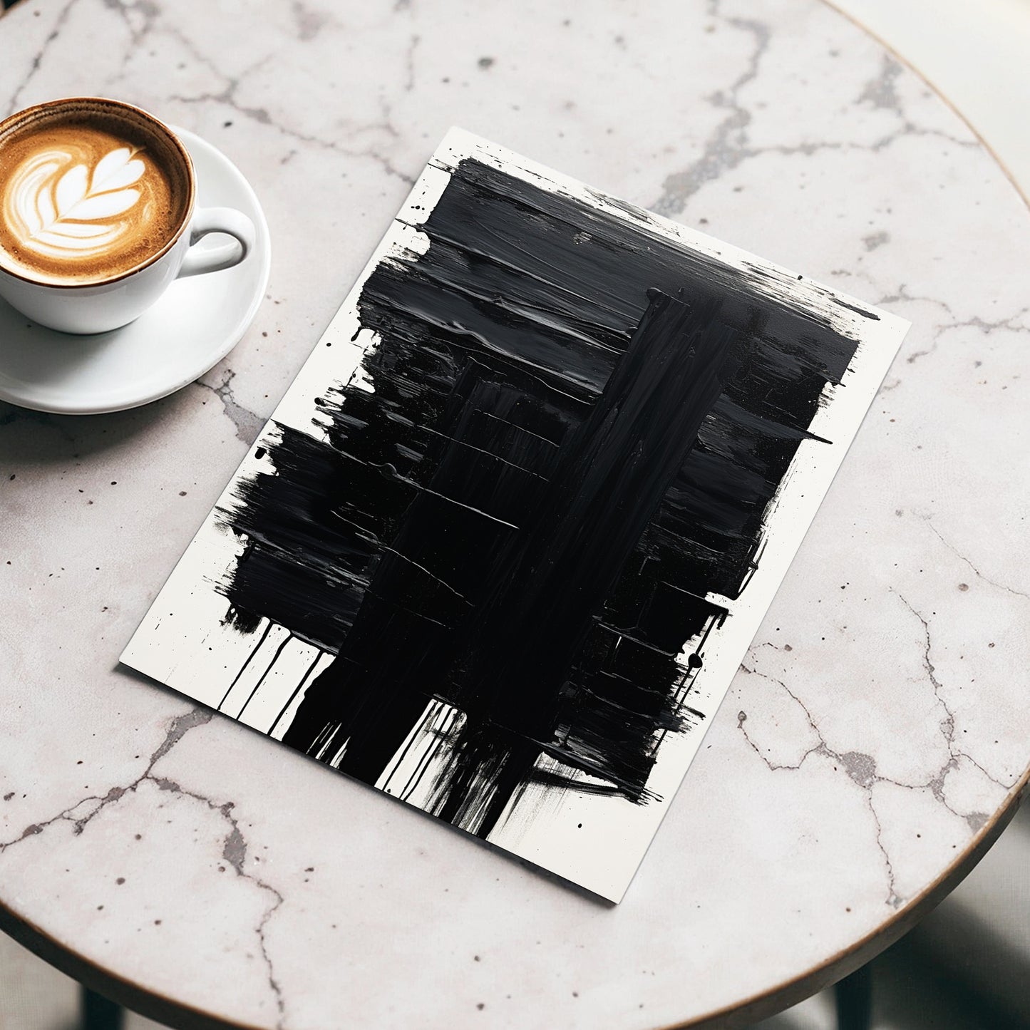 Noir Foundations, black, white, gray abstract wall art displayed in a styled interior, gallery view 3