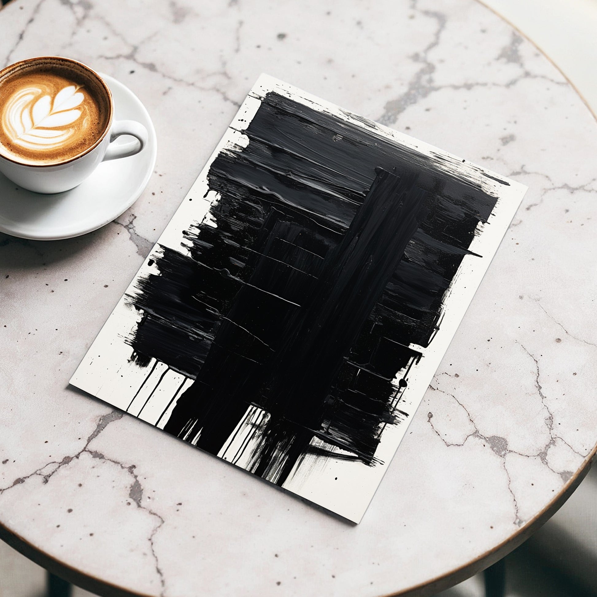 Noir Foundations, black, white, gray abstract wall art displayed in a styled interior, gallery view 3